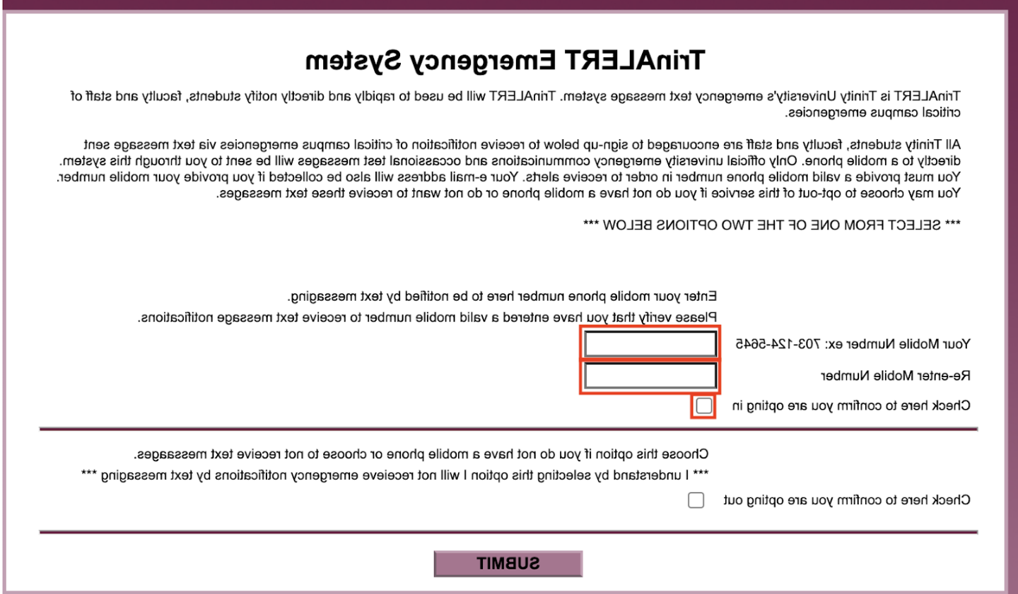 screenshot of TrinALERT Emergency System dialog box